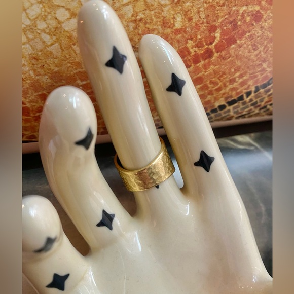 SOLD | Textured / Stamped Brass Adjustable Artist Ring - Picture 2 of 3